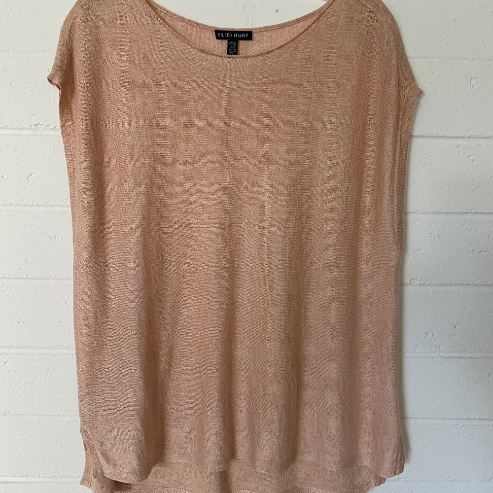 Eileen Fisher Slub Peach Boxy Top PM